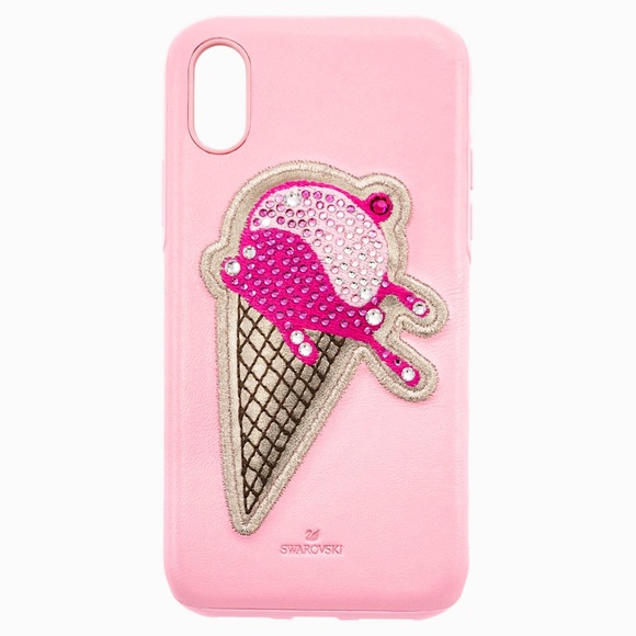 Swarovski iPhone X/XS case - Pink Premium Leather - Picture 6 of 7